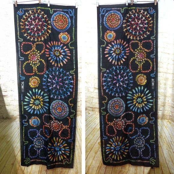 TCM Turner Classic Movie Scarf Black Colorful Fireworks Kaleidoscope Silk Wrap - Picture 8 of 15